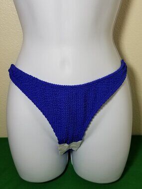 Wolf & Whistle‎ Size 4 Blue High Leg Brazilian Bikini Bottom Cheeky Swimwear NWT